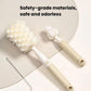 Bottle cleaning brush set with sponge heads and thin tube brush, light-colored handles.