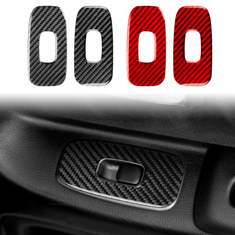 Carbon-fiber lift panel stickers in black and red, four pieces with oval cutouts