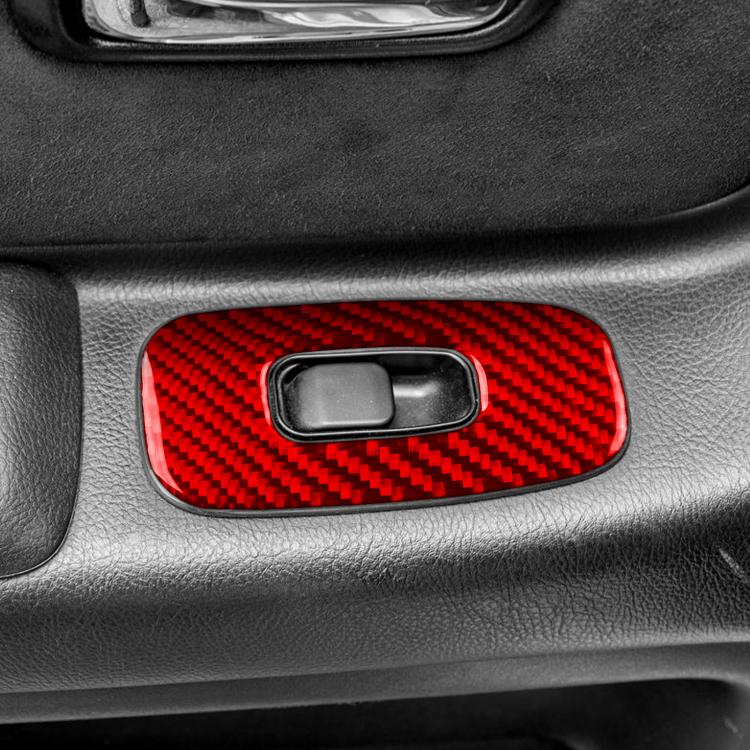 Red carbon-fiber lift panel sticker with oval opening for rear door switch panel