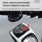 Quick-release base mounting for bicycle headlight flashlight, showing detach mechanism.