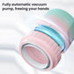 Electric vacuum sealer vacuum ring and lid opening in close-up, teal and pink