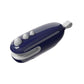 Rechargeable mini bag sealer, blue and white handheld device with sealing controls and handle.