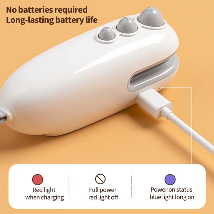 White mini bag sealer showing side port area and control buttons, no battery compartment.