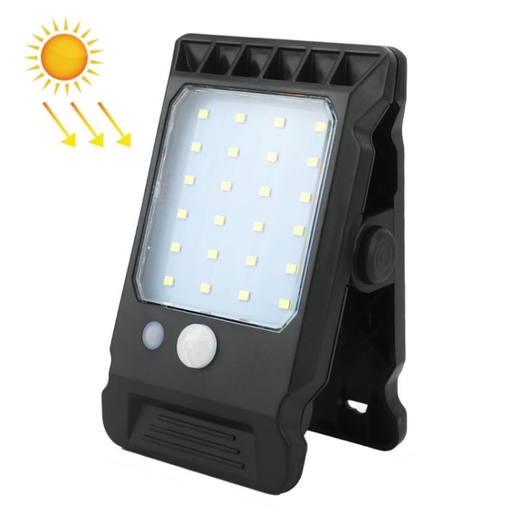 Black solar clip-on garden light with square LED panel and round sensor buttons