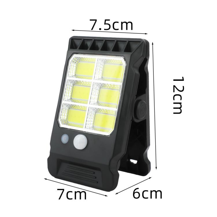 Black solar clip-on motion-sensor garden light with LED panel and two round sensors