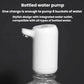 Automatic water bottle pump dispenser, white unit mounted on a bottle neck
