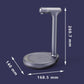 Grey rechargeable automatic water pump dispenser, top spout and base dimensions