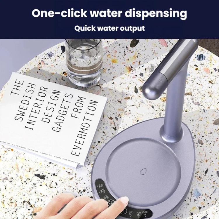 Grey water dispenser pump with one-click button and cup-ready dispensing nozzle