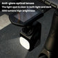 Black bicycle front headlight with anti-glare lens and angled housing