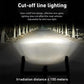 Bicycle front headlight casting a wide cut-off beam on the road