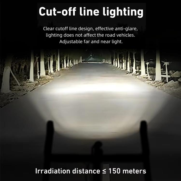 Bicycle front headlight casting a wide cut-off beam on the road