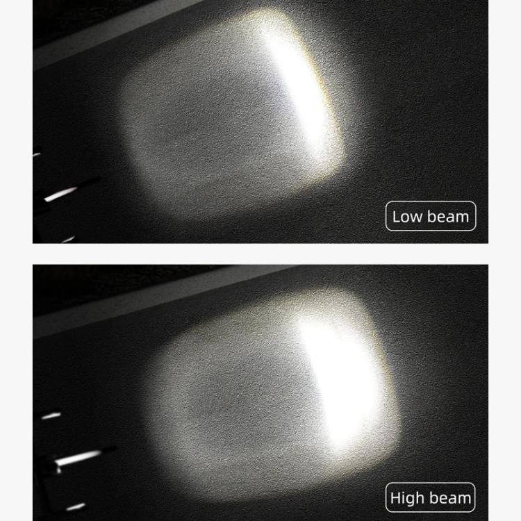 Bicycle headlight beam pattern showing low and high beam spreads
