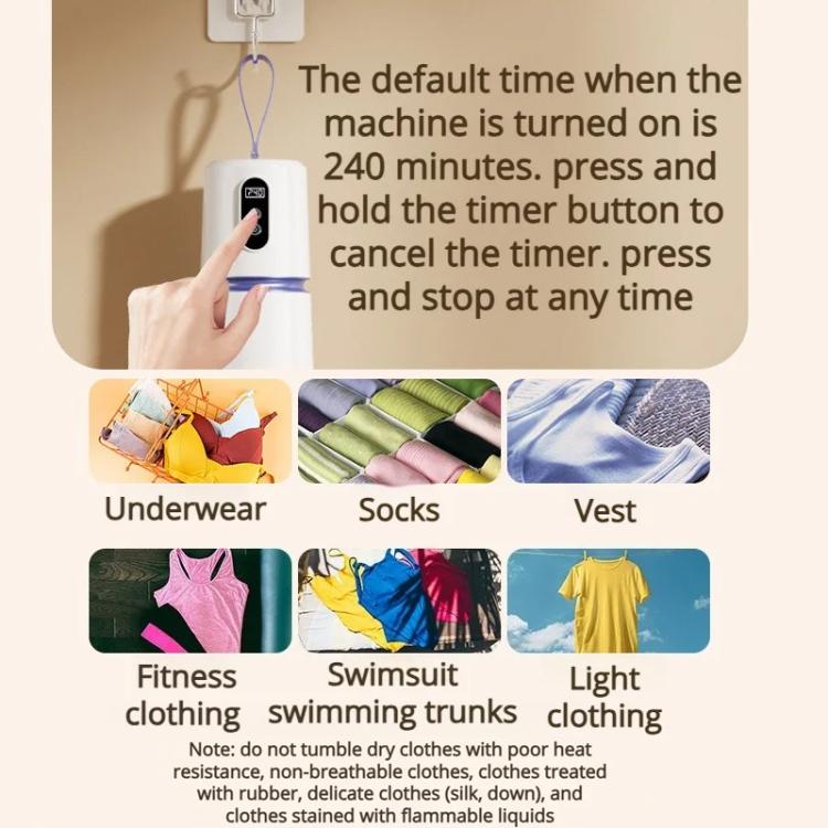 200W Pocket-Sized Portable Dryer Machine 240 Min Timer, Overheat Protection, US Plug, EU Plug, UK Plug, AU Plug