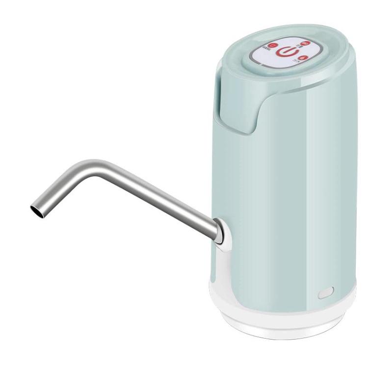 Rechargeable automatic water dispenser pump in light grey-blue with stainless spout