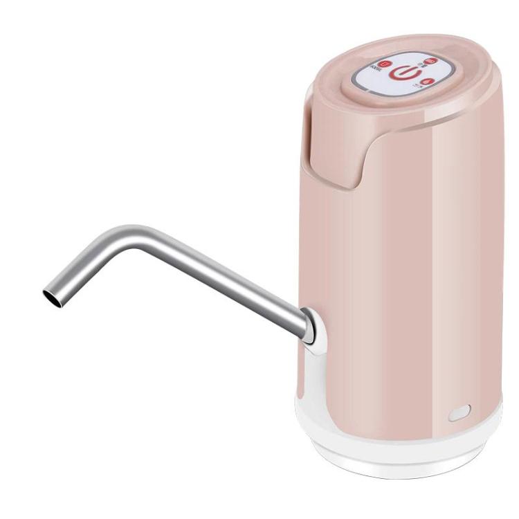 Rechargeable automatic water dispenser pump in soft pink with stainless spout