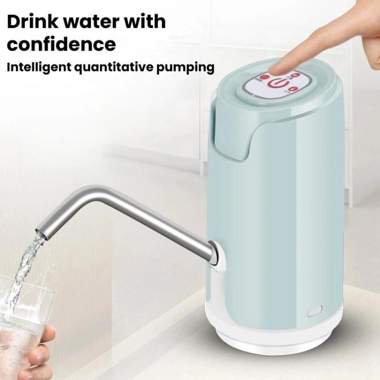 Automatic water dispenser pump with stainless spout pouring water into a cup