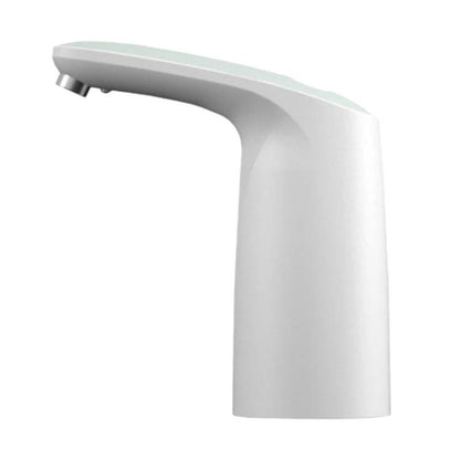 Portable touch electric water pump with curved spout, white body, no base