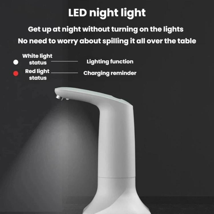 Electric water pump with LED night light indicator, curved spout, white body