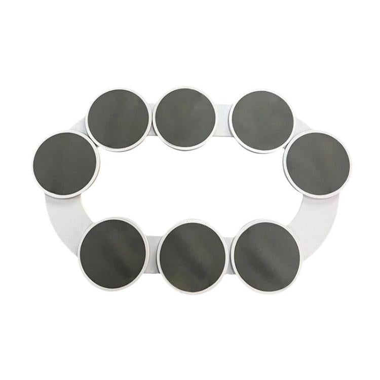 Rotating Lazy Susan serving tray with eight round dark plate inserts