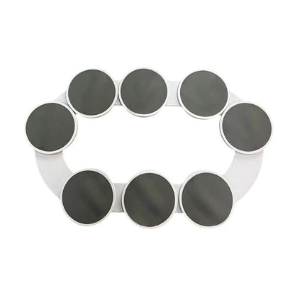 Rotating Lazy Susan serving tray with eight round dark plate inserts