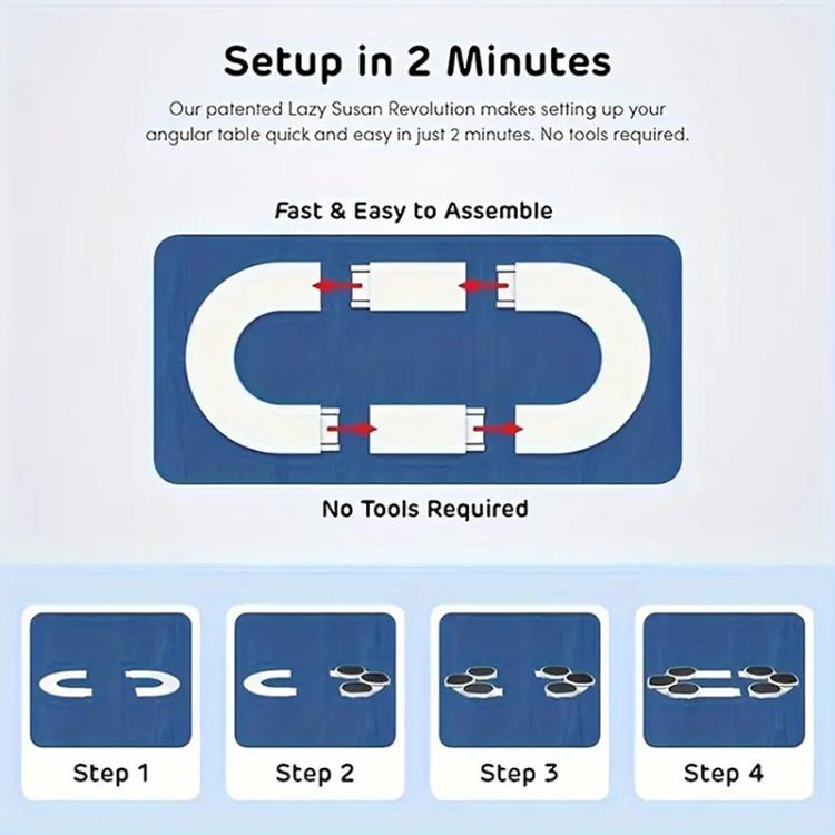 Box diagram showing Lazy Susan setup steps for assembling rotating serving tray