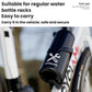 Black water bottle–style repair tool canister for bike racks