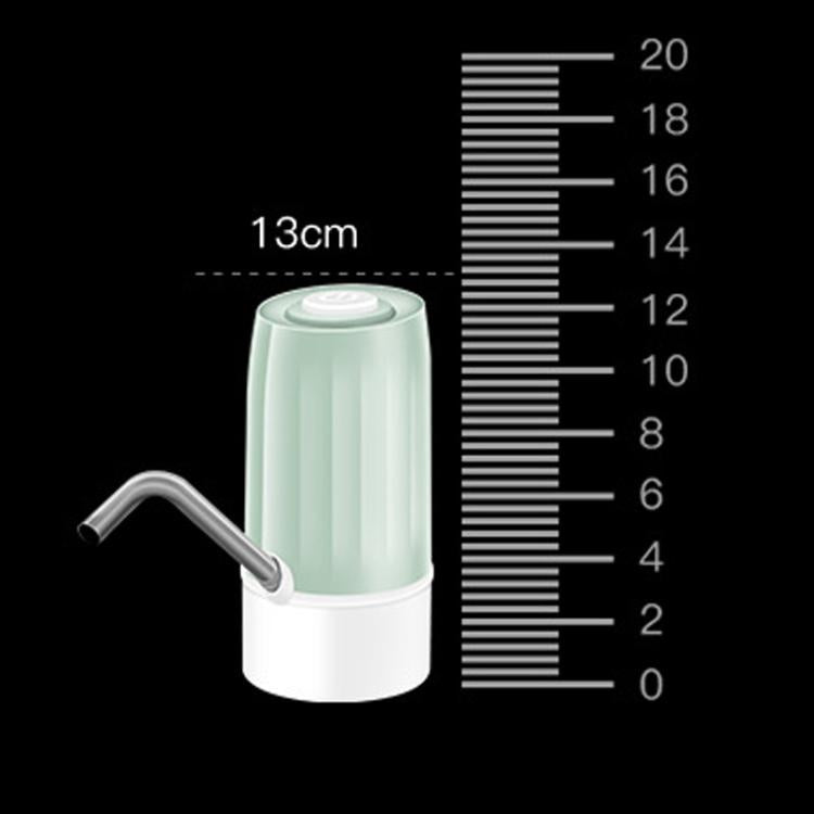 Compact mint green electric water dispenser with curved spout and height reference
