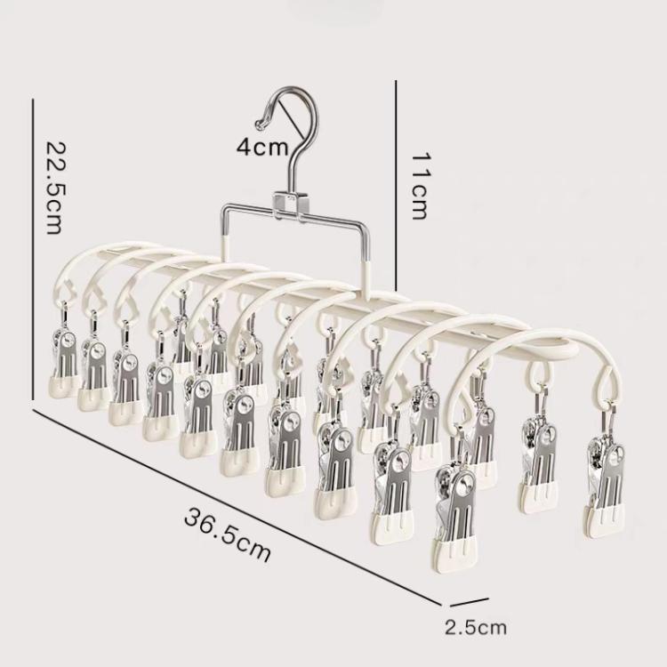 White drying clip hanger with 20 clips, 36.5 x 22.5 x 14 cm, 2.5 cm clips