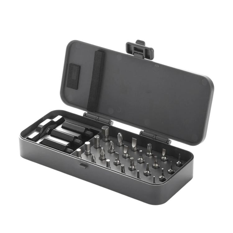 24-in-1 ratchet screwdriver set in storage case with multiple metal bit heads
