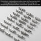 Chrome metal screwdriver bits with varied tip profiles in a clustered view