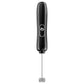 Wireless handheld electric milk frother whisk, black body with button switch