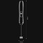 Compact black handheld electric milk frother whisk, with whisk attachment and size shown