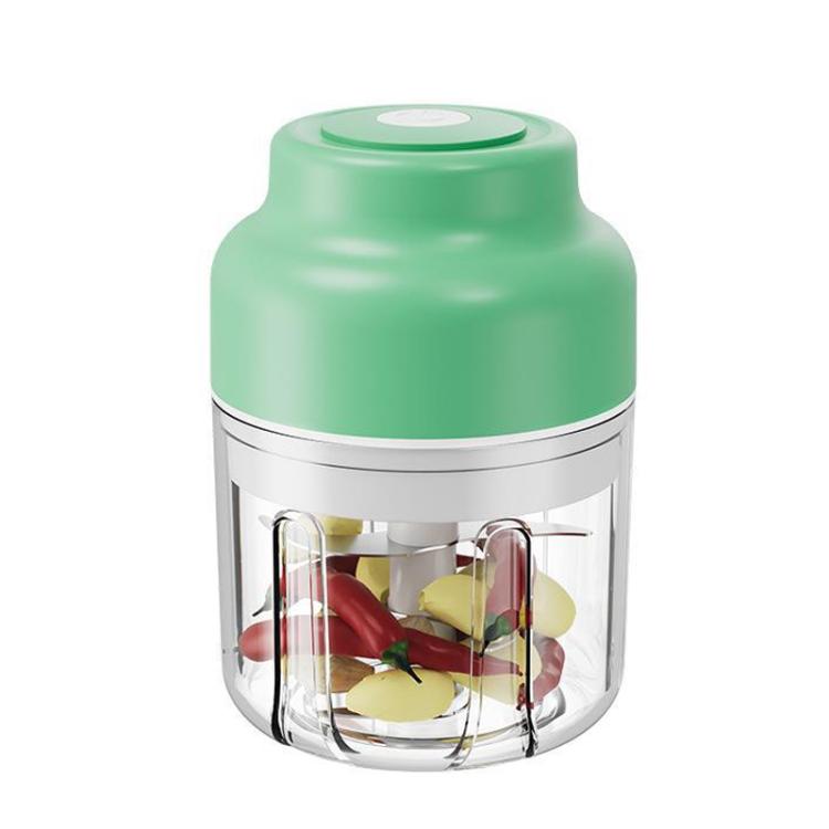 Green 320ml wireless electric garlic chopper with clear bowl and 6 stainless blades