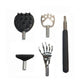 4-piece portable back scratcher set with black spiked head, claw heads, and metal handle