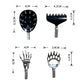 Back scratcher set with four interchangeable heads shown with size measurements
