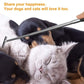 Long metal back scratcher with black spiked head reaching between pet fur