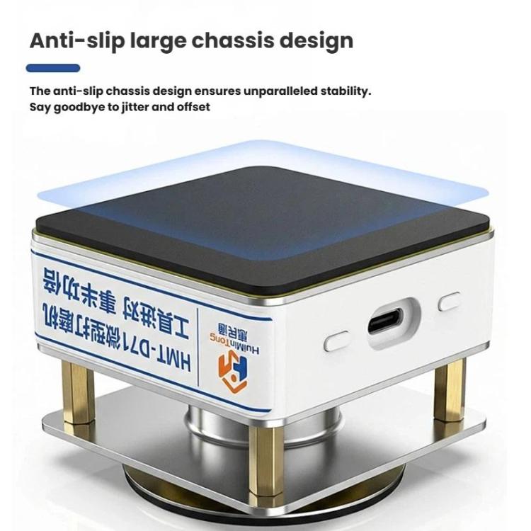 Micro grinder with anti-slip base feet, compact white body and black top pad