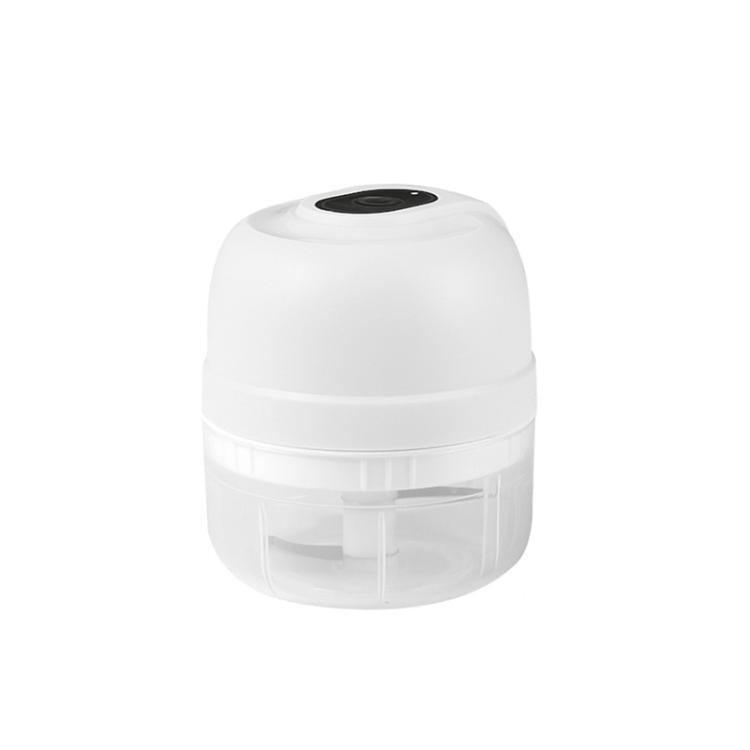 Rechargeable mini food chopper in white with clear bowl and blade assembly