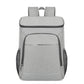 Gray insulated thermal backpack with front zip pocket and padded shoulder straps