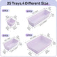 Light purple drawer organizer tray set, 25-pc combo with 4 sizes shown in diagram