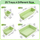Light green drawer organizer tray set, 25-pc combo with 4 sizes shown in diagram