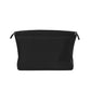 Black fabric mini organizer pouch insert with top drawstring and interior divider seams