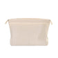 Light apricot fabric mini organizer pouch insert with top drawstring and interior divider seams