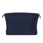 Navy blue fabric mini organizer pouch insert with top drawstring and interior divider seams