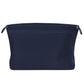 Mini bag organizer insert pouch in dark blue fabric, top drawstring and side loops