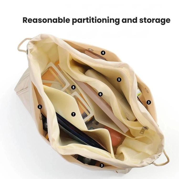 Mini bag organizer insert pouch in apricot-beige with multiple internal divider sections