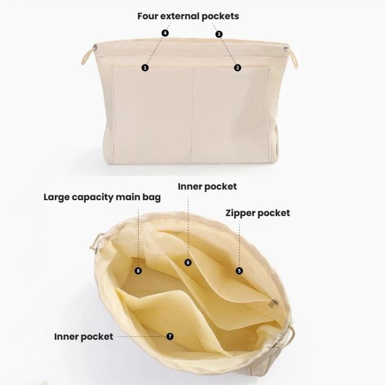 Mini bag organizer insert pouch in apricot-beige with inner pocket and zip pocket