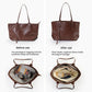 Mini bag organizer insert pouch in brown fabric, open top with drawstring ties