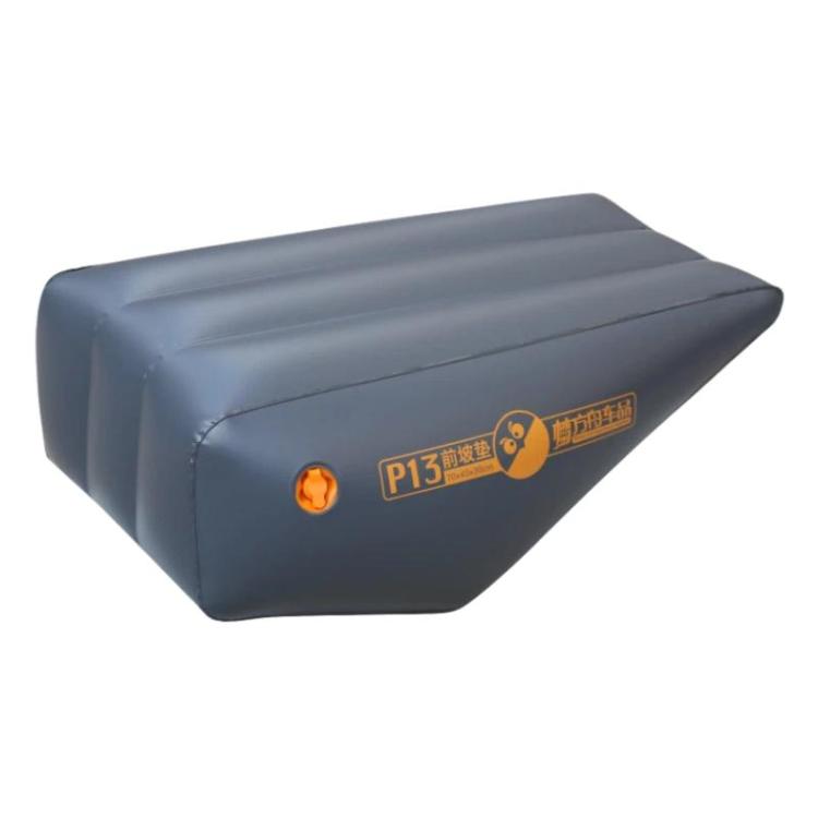 P13 blue inflatable car front seat air mattress, rectangular cushion with stitched seams