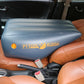 P13 blue inflatable car front seat air mattress installed on leather car seat